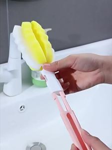 Long-Handled Cup Brush Replaceable Sponge Bottle Brush Flexible Cleaning Brush baby Bottle Cleaning Tools