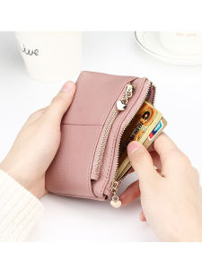 กระเป๋าใส่เหรียญหนังวัวทรงสั้นแบบพกพาสำหรับผู้หญิง กระเป๋าใส่เหรียญแบบพกพาแบบถือได้ กระเป๋าใส่เหรียญแบบมีซิป กระเป๋าใส่เหรียญแบบบาง กระเป๋าใส่เหรียญหนังแท้