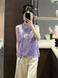 Embroidered Sleeveless Chinese Style Womens Vest