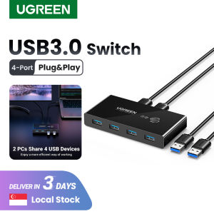 UGREEN USB Switch Selector 2 Computers Sharing 4 USB Devices USB 2.0 Peripheral Switcher Box Hub for Mouse Keyboard Scanner Printer PCs with One-Button Swapping and 2 Pack USB a to a Cable - intl