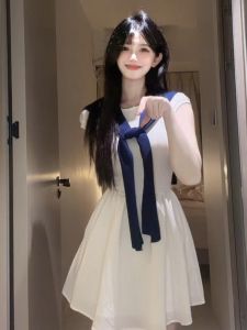 CHANGTONG | Elegant Waist Slimming White Dress