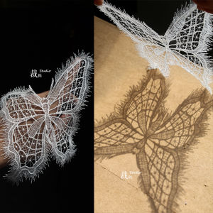 ผ้าปะติดลายลูกไม้ DIY แฮนด์เมด ตกแต่งเสื้อผ้าเด็ก ชุดเจ้าหญิง ชุดแต่งงาน ตกแต่งผม เครื่องประดับ ลายผีเสื้อ ลายกลวง