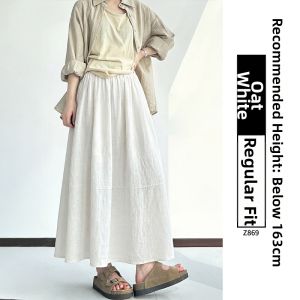 XIANYIJIAO | White Linen Half Skirt for Plus Size A-line Flare Summer New