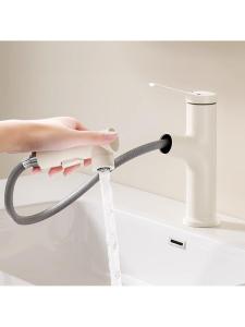 Pull-out Sink Faucet with Hot and Cold Water Function White