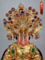 Chinese Style Deity Hat Diamond Encrusted Wang Mu Xuan Nu Tai Mountain Grandma Matsu Lady Goddess Statue Headwear Decorative Piece. 