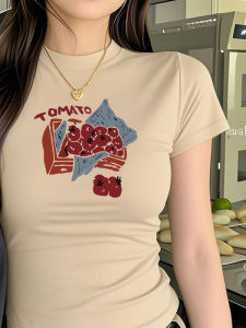 Summer 2025 Womens round Neck Short Sleeve T-Shirt Solid Color Shoulder Length Casual Versatile Cotton Blend Moisture Wicking