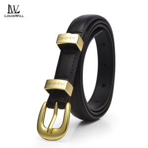 LouisWill Fashion Women Belts Retro Belt Elegant Slim Belt Soft Cow Leather Belt Adjustable Girls Ladies Long Straps Waistbands Dress Coat Alloy Buckle Leisure Belt