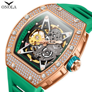 ONOLA Luxury Fashion Watch Hollow Out Fully Automatic Waterproof Mens Mechanical Watch With Diamond
