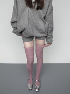 Thickened Cotton Winter Long Tube Socks Womens Warm Retro Floral Pattern Knitted Over-Knee High Tube Socks Knee High Socks