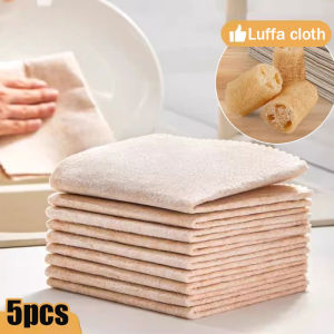 YESPERY 5Pcs Magic Cleaning Cloths Natural Luffa Plant Fiber Dishcloths Super Absorbent Towels Kitchen Non-stick Oil Cloth Scouring Pads