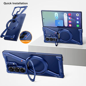 Z Shape for Samsung Galaxy Z Fold 7 Bumper Case[Compatible with Magsafe] 360°Rotatable Metal KickstandFrameless Minimalist Shockproof Phone Cases for Z Fold 7 CoverZ Fold 6 CaseZ Fold 5 Case