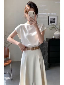QINGMUZI | Lightly Mature French Style Waist Cinching Slim Fit Two-Piece Set