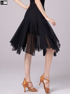 Latin Dance Autumn New Skirt High-Grade Mesh Female Adult Skirt Professional Modern Competition Practice Midi Skirt