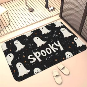 VIKAMA Halloween Phù Thủy Bí Ngô Lâu Đài Thảm Vuông Trăng Tròn Thẩm Mỹ Trang Trí Nhà Trong Nhà Chống Trơn Trượt Polyester Chống Thấm Nước