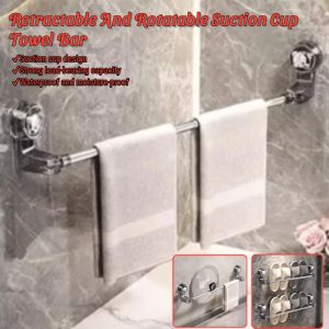 Retractable And Rotatable Suction Cup Towel Bar Punch-Free  Towels Hanging Rod Suction Cup Towel Rack