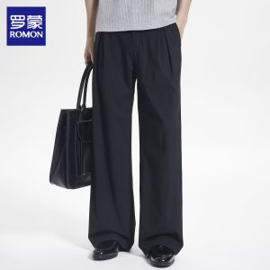 ROMON | Summer Coolness & Comfort Mens Loose Straight Trousers