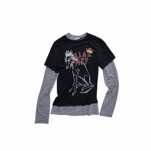 1JINN STUDIO | American Style Pseudo Two-Piece Dog Print Long Sleeve T-Shirt