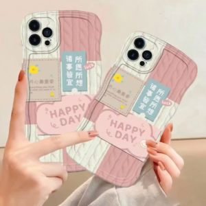 Casing MOR dengan Motif Gelombang Emoji Smile & Edge TPU