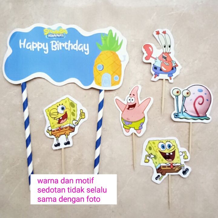 satu set topper toper hiasan tusukan kue cake nasi tumpeng ulang tahun