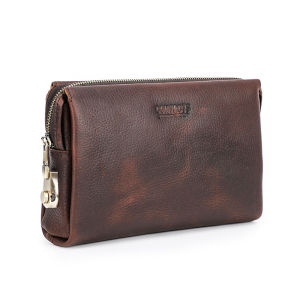 CONTACTS Genuine Cowhide Leather Fashionable Mens Clutch Bag Handbag Anti-theft Password Lock Mens Storage Bag Wallets