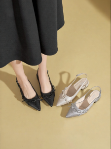 DUSTO | Low Square Heel Pointed Toe Comfortable Slippers