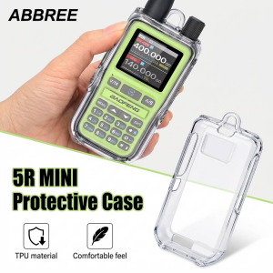 ABBREE | Baofeng UV-5R Mini Clear TPU Protective Case Soft Shockproof Cover Two Way Ham Radio Pouch For Camping Hiking Hunting Outdoor