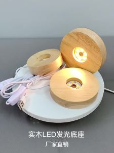 OXO Đế Phát Sáng Bằng Gỗ Tròn Sạc Không Dây led Đèn Ngủ Đèn Cầu Pha Lê diy Đồ Trang Trí Thủ Công Mỹ Nghệ Hương Liệu