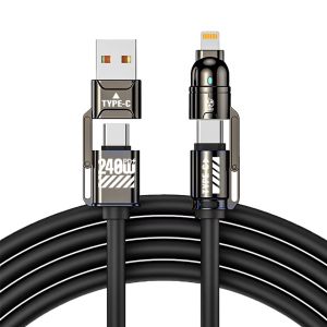 Cáp Sạc Siêu Tốc Kirsite 4 Trong 1 240W Đa Chức Năng Cho iPhone 8-16 iPad Máy Tính Xách Tay Máy Tính Bảng - Truyền Dữ Liệu Tốc Độ Cao Chất Liệu Silicon Lỏng