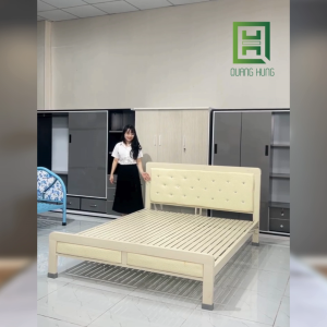 Giường sắt hộp vuông đầu nệm kem giá rẻ giường sắt hộp vuông 4x8 cao cấp giao hàng toàn quốc