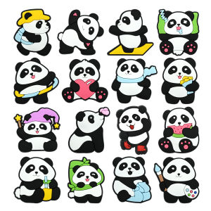 Hot Toys | 9-21pcs Kawai Panda Animals Cartoon Shoe Charms PVC DIY Shoes Decoration Sandal shoe Accessories Buckle for Kids Gifts