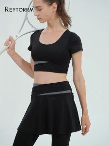 Reytorrm Legging Celana Olahraga Wanita Rok Celana skirt Hijab Sport High Waist Polos Yoga Dua lapis gym tennis Running Sport(JYMK033)