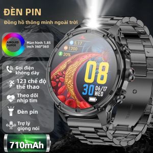 Đồng Hồ Thông Minh Nam 2025 Màn Hình Cảm Ứng Toàn Phần 1.85 Inch Độ Phân Giải 360*360 Chống Nước 3ATM Pin 710mAh Thiết Bị Theo Dõi Thể Dục Đo Nhịp Tim