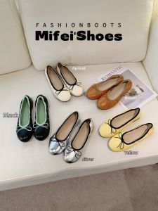 MIFEI | Bow Soft Bottom Ballet Flats Silver