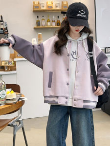 Stylish Childrens Baseball Jacket for Girls Unique Super Cute Outerwear Trendy Autumn Top Cotton Blend round Neck Single Button