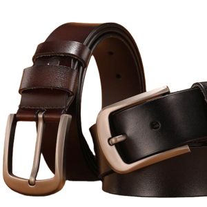 Genuine Leather For Mens Belts High Quality Pin Buckle Cowskin Casual Belts Business Fashion Designer Jeans Male Waistband