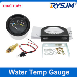 RYSJM | Auto Temperature Meter with Sensor 1/8 NPT 52mm LED Digital Oil /Water Temp Indicator PSI Oil Press Black Gauge Fit Gasoline Car