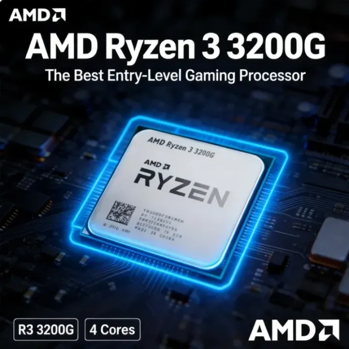 AMD | AMD Ryzen 3 3200G AM4 Office APU 4C4T Vega 8 Integrated Graphics Support A520 B350 Motherboards Without Stock Cooling Fan