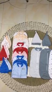 3 PCS Bedong Bayi Instan + Topi Bayi Motif Lucu Bedong Pakai Resleting + Penutup Kepala