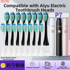 June Six Initial Compatible Apiyoo Electric Toothbrush Heads P7 T9 Y8 Sup Pikachu Replacement 2585 Adult Gum Care Normal Size