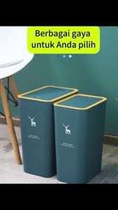 WuLitt Tong Sampah Plastik Tertutup Minimalis Tempat Sampah Dengan Klik Otomatis Kotak Sampah L8346482311
