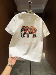 XIBAIYI | Oversized Graphic Letter & Elephant Print Short Sleeve T-Shirt