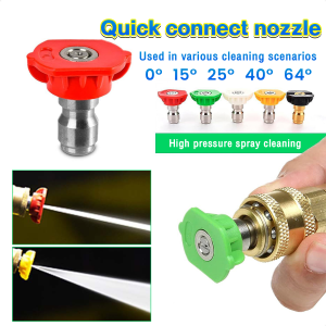 HB Stainless Steel Quick Connect Pressure Washer Nozzle 0 15 25 40 64 Degree Nozzles