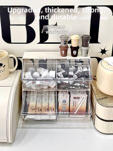 Multi-layer Tea Bag Organizer Box for Capsules and Coffee with Dustproof Cover