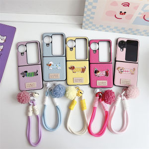 WIth Bracelet 3D Cartoon Luxury Retro PU Leather Hard Flip Case For Oppo Find N2 Flip Find N3 Flip 2In1 Shockproof Phone Cover Casing