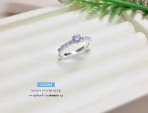 แหวนเงินแท้92.5% แบบหัวชู ประดับเพชร cz size 5-10 (เนื้อเงินแท้)