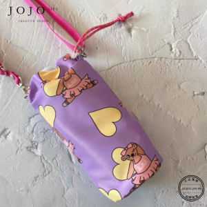 JOJOS L. PD_SETTING Heart Ballet Drawstring Water Bottle Bag Color Block Design Outdoor Camping Travel Essential