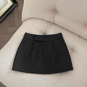 Khaki Color Suit Short Skirt Womens Spring Summer 2025 New Commuting Versatile Small Size High Waist Slim A-Line Mini Skirt