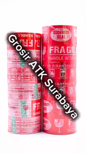 ( DAPAT 1 PCS ) LAKBAN AIMI FRAGILE MERAH JANGAN DIBANTING VIDIO UNBOXING AIMI 2" INCH X 60 Yard 50m