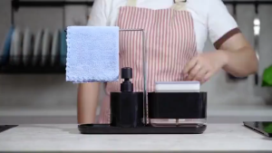 4-in-1 Kitchen Soap Dispenser Set Kitchen Dish Soap Dispenser with Sponge Holder Countertop Soap Pump Dispenser