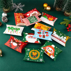 YESPERY 10PCS Christmas Party Gift Candy Box Xmas Gift Box Merry Christmas Snowmen Snowflakes Packaging Bags